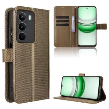 Realme C71 4G Brown Diamond Texture Leather Phone Case - 1