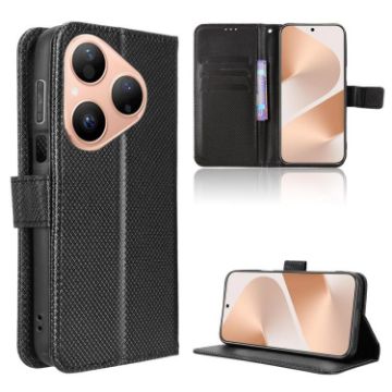 Huawei Pura 80 5G Black Diamond Texture Leather Phone Case - 1