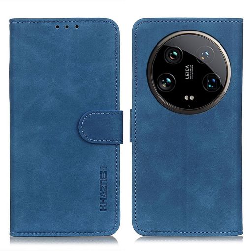 Xiaomi 14 Ultra KHAZNEH Blue Retro Texture Flip Leather Phone Case - 1