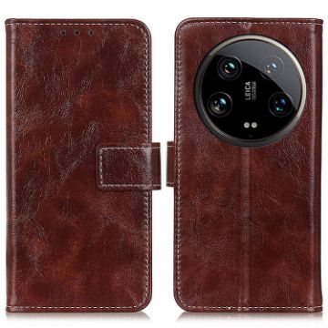 Xiaomi 14 Ultra Retro Crazy Horse Leather Phone Case - Brown - 1