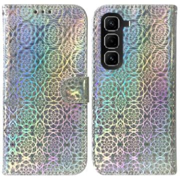 Infinix Hot 50 Pro 4G Silver Leather Phone Case with Magnetic Buckle - 1