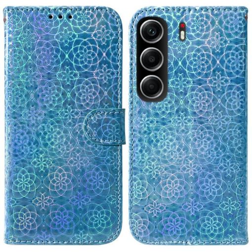 Tecno Camon 40 Blue Leather Phone Case with Magnetic Buckle - 1
