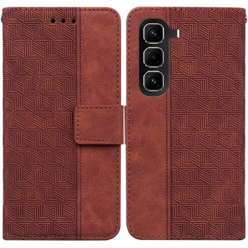 Infinix Hot 50 Pro+ 4G Brown Geometric Embossed Leather Case - 1