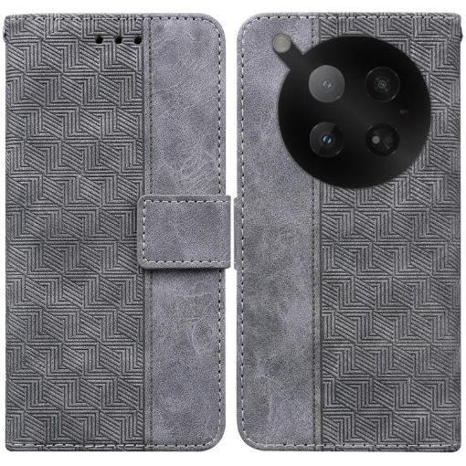 Infinix Zero 40 Geometric Embossed Leather Phone Case Grey 4G/5G - 1
