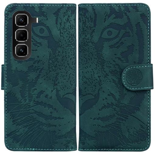 Infinix Hot 50 Pro 4G Green Tiger Embossing Flip Leather Case - 1