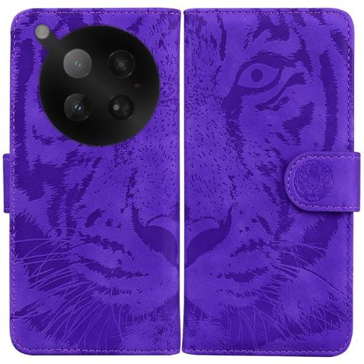 Infinix Zero 40 Flip Leather Case - Tiger Embossing Pattern, Purple - 1