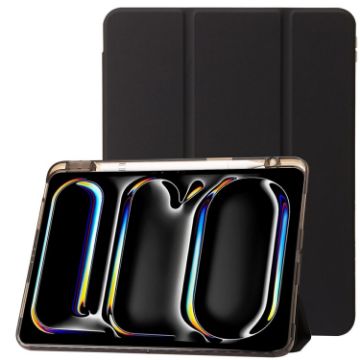 iPad Pro 13 2024 Clear Acrylic 3-Fold Leather Case - Black - 1