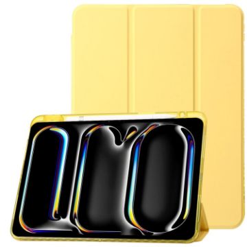 iPad Pro 13 2024 Yellow Clear Acrylic 3-Fold Leather Case - 1