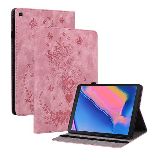 Samsung Galaxy Tab A 8.0 2019 T290 Pink Butterfly Rose Leather Case - 1