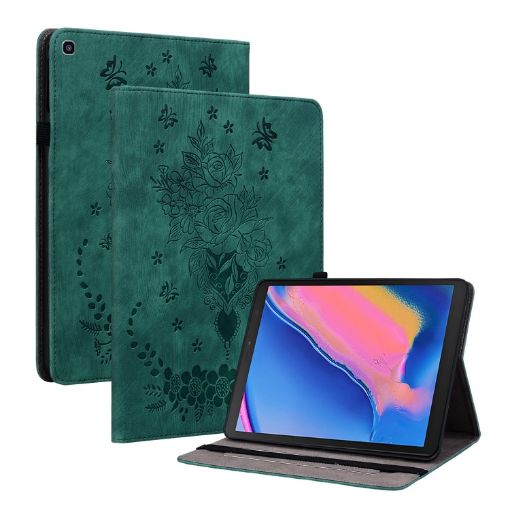 Samsung Galaxy Tab A 8.0 2019 T290 Green Butterfly Rose Leather Case - 1