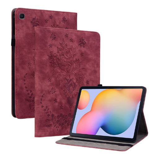 Samsung Galaxy Tab S5e T720/T725 Red Butterfly Rose Leather Case - 1