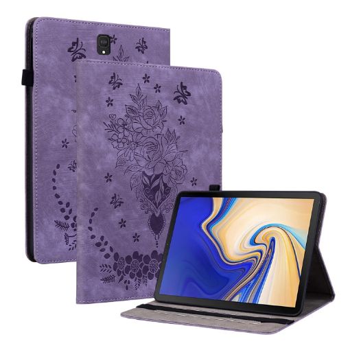Samsung Galaxy Tab S4 10.5 SM-T830 Purple Butterfly Rose Leather Case - 1