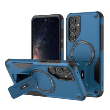 Samsung Galaxy A25 5G Armor MagSafe Holder Hybrid Case - Dark Blue - 1