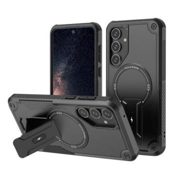 Samsung Galaxy A16 Armor MagSafe Holder Hybrid Phone Case Black - 1
