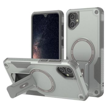 Samsung Galaxy A05 Grey Armor MagSafe Holder Hybrid TPU Case - 1