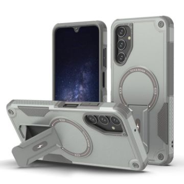 Samsung Galaxy A14 4G/5G Grey Armor MagSafe Holder Hybrid Case - 1