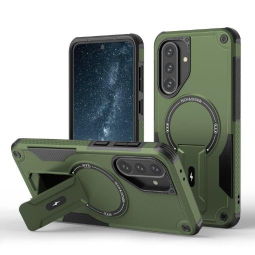 Samsung Galaxy A36/A56 5G Armor MagSafe Holder Case Army Green - 1