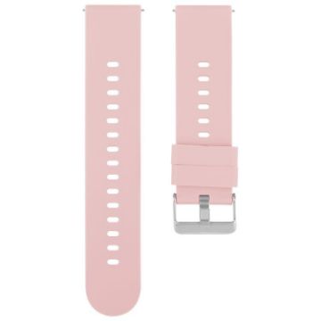 Pink 19mm Silicone Watch Band with Solid Color Steel Buckle - 1