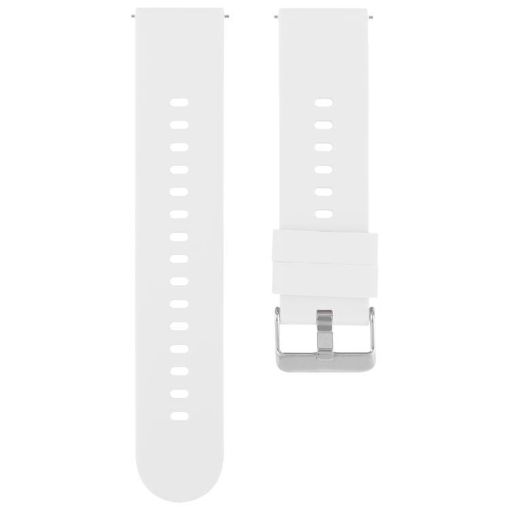 White 20mm Silicone Watch Band with Steel Buckle - Solid Color - 1