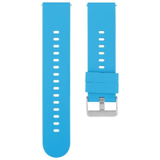 Blue 20mm Silicone Watch Band with Steel Buckle - Solid Color - 1
