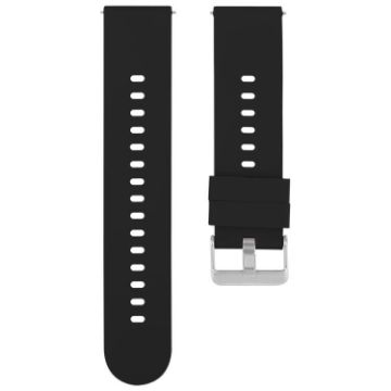 22mm Black Silicone Watch Band with Steel Buckle - 1