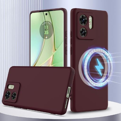 Motorola Edge 40 Shockproof Silicone Magsafe Case - Plum Color - 1