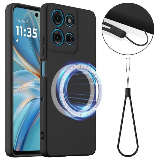 Motorola Moto G Play 2025 Shockproof Silicone Magsafe Case - Black - 1
