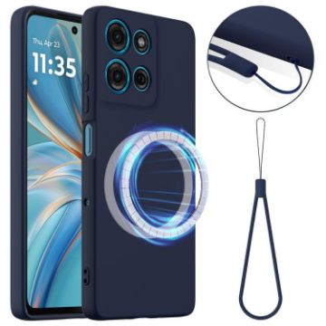Moto G 2025 5G Shockproof Silicone Magsafe Case - Navy Blue - 1