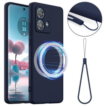 Moto G84 Shockproof Silicone Magsafe Case - Navy Blue - 1