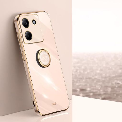 XINLI 6D Electroplate TPU Case with Ring for Xiaomi Poco M7 Pro 5G - Pink - 1