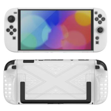 Nintendo Switch 2 Detachable X-Pattern Protective Case with Holder - White - 1