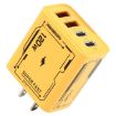 KO-72 GaN 120W 4-Port Fast Charger, 2 PD & 2 QC 3.0 USB-C, US Plug Yellow - 1