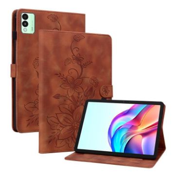 Tecno Megapad 11 Brown Lily Embossed Leather Tablet Case - 1