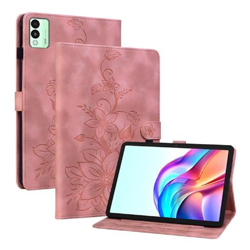 Tecno Megapad 11 Pink Lily Embossed Leather Tablet Case - 1