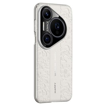 Huawei Pura 80 Pro/Pro+ 5G White Leather Phone Case - Cloud Dragon Pattern - 1