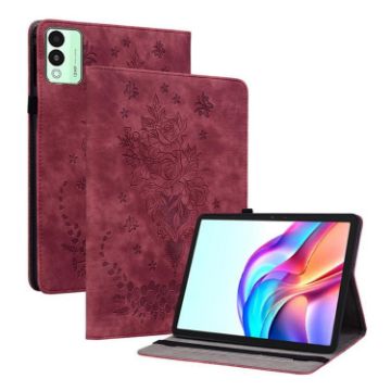 Tecno Megapad 11 Red Butterfly Rose Embossed Leather Tablet Case - 1