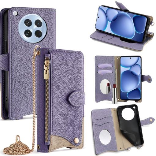 OPPO Find X8s Purple Crossbody Chain Fishtail Litchi Leather Case - 1