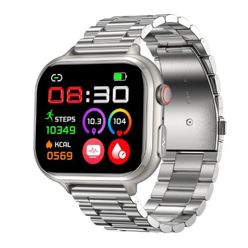 TK17 1.91" Steel Strap Smart Watch with ECG Electrocardiogram (Silver) - 1