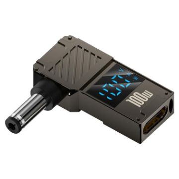 100W Type-C to DC5.5x2.1mm Charging Adapter with Digital Display - 1