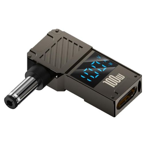 100W Type-C to DC5.5x2.1mm Charging Adapter with Digital Display - 1