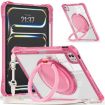 iPad Pro 13 2024 Red Rose Rotation Ring Handle Clear Tablet Case - 1