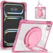 iPad Pro 13 2024 Red Rose Rotation Ring Handle Clear Tablet Case - 2