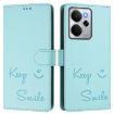 Realme 14 5G/14T 5G Mint Green RFID Leather Phone Case - Smile Embossing - 2