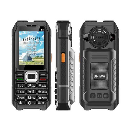 UNIWA M6000 Keypad Phone, 2.4", Dual Flashlights, 4 SIM, UK Plug, Black - 1