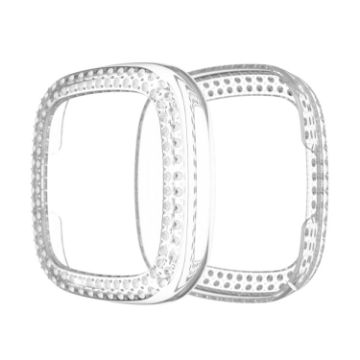Fitbit Versa 3/Sense Double Row Diamond PC Case - Transparent Cover - 1