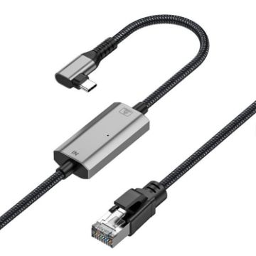 2m RJ45 to USB-C Side Bend High Speed Ethernet Cable - 1