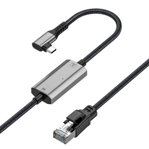 2m RJ45 to USB-C Side Bend High Speed Ethernet Cable - 1