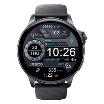 Yesido IO29 Waterproof Smart Watch, 1.39" Screen, BT Call/Heart Rate, Black - 1