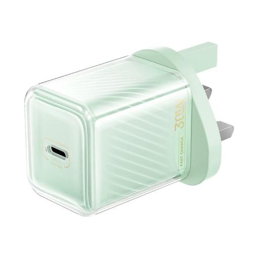 REMAX RP-U91 30W GaN Fast Charger, PD+QC, UK Plug, Green - 1