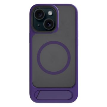 iPhone 15 Kalebol MagSafe Tilt Holder Hybrid Case - Purple - 1